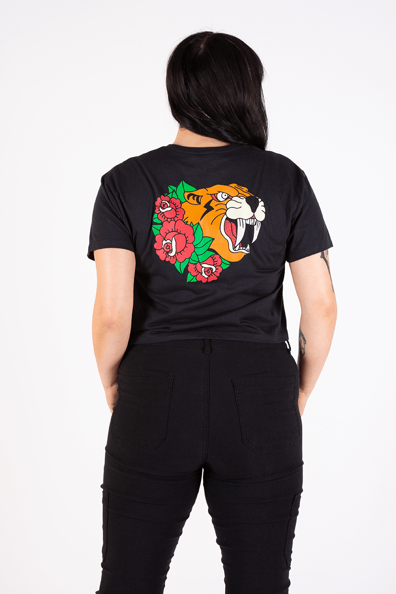 Traditional Sabertooth Tiger Crop Top - Vicklore