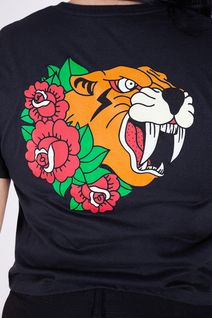 Traditional Sabertooth Tiger Crop Top - Vicklore