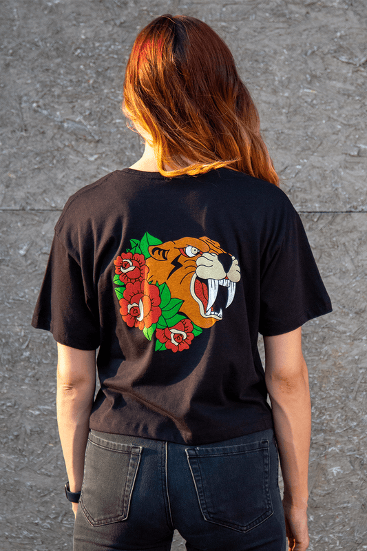 Traditional Sabertooth Tiger Crop Top - Vicklore